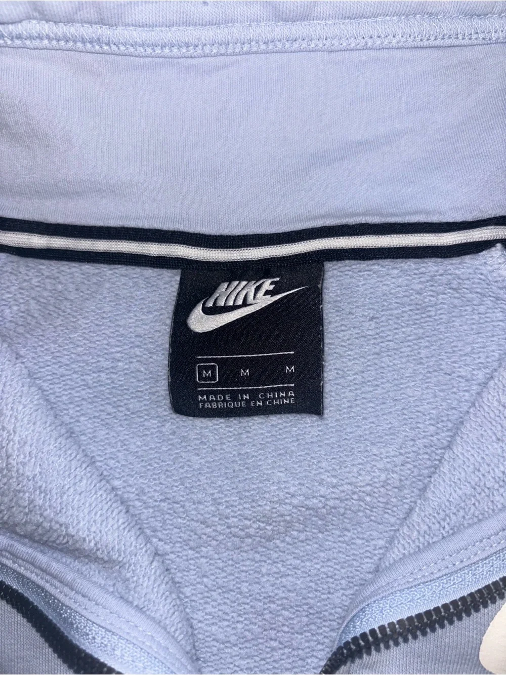 Nike Rally Club Fleece Pullover Sky Blue Mock Neck Sweatshirt Thick Quarter-Zip